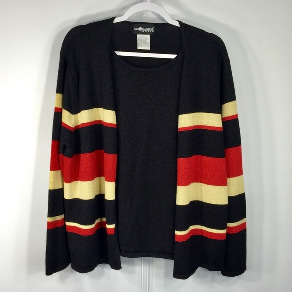 Sag Harbor Tops - Sag Harbor Woman 2X Layered Look Top Black Red